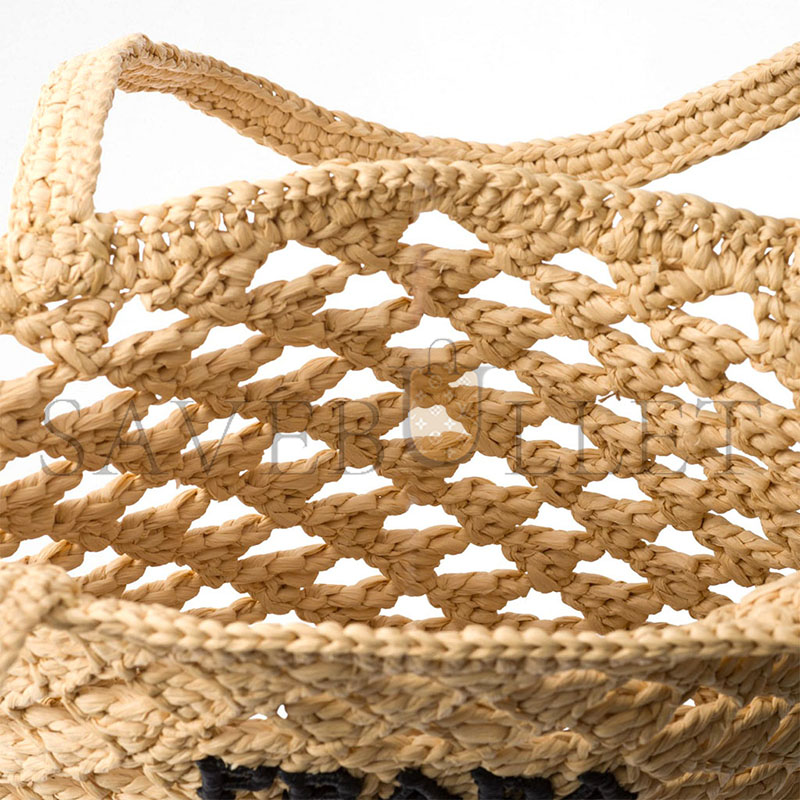 Pra*a medium woven fabric crochet tote bag 1bg493 (31*30*1cm)